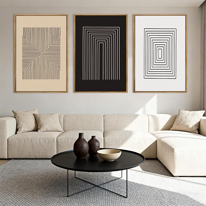Anyzal Modern Wall Art Minimalist Neutral Wall Decor Large Abstract Artprints 24x36 Inch Set of 3 for Living Room Bedroom Office