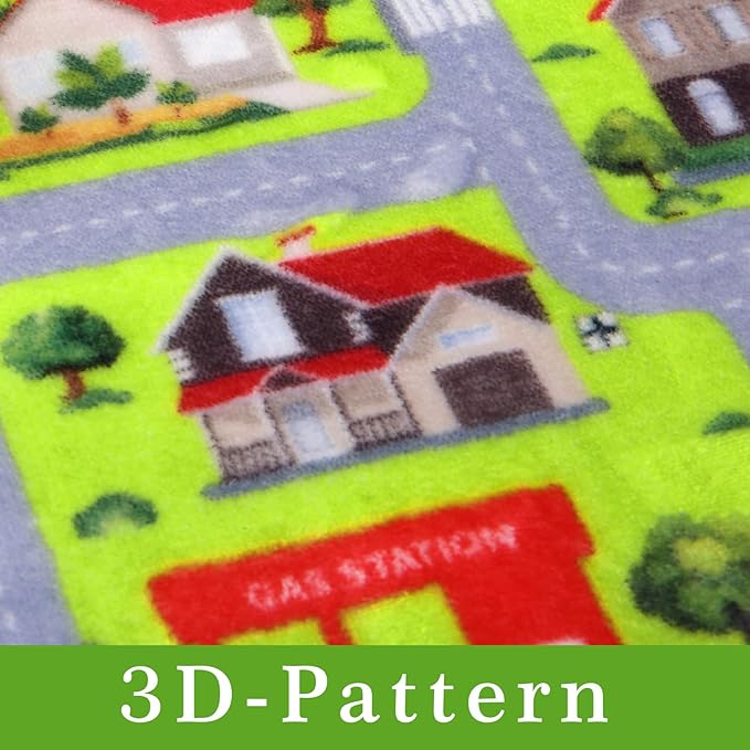 Kids Carpet Playmat 8x10 Car Play Rug Large Kids Play Rug City Traffic Road Mat Low Pile Non Slip Fun Carpet for Kids Children Nursery Playroom Classroom Educational City Life Carpet Grey