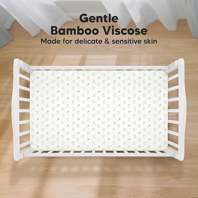 KeaBabies 2-Pack Baby Crib Sheets for Boys, Girls - 52x28 Viscose Derived from Bamboo Toddler Bed Sheets Neutral, Fitted Crib Mattress Cover for Standard Baby Bedding, Soft & Cozy (Bumble Bear)