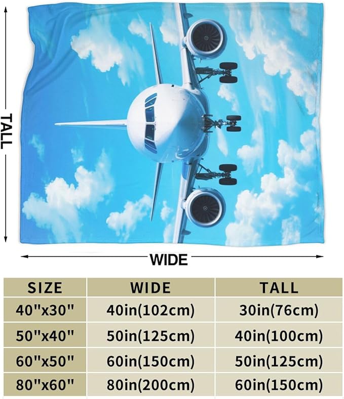 Airplane Blanket for Boys Pilot Plane Throw Blanket Aircraft Soft Cozy Fleece Fuzzy Stuffed Plush Flannel Gifts for Girls Women Kids Adults 40''x50''
