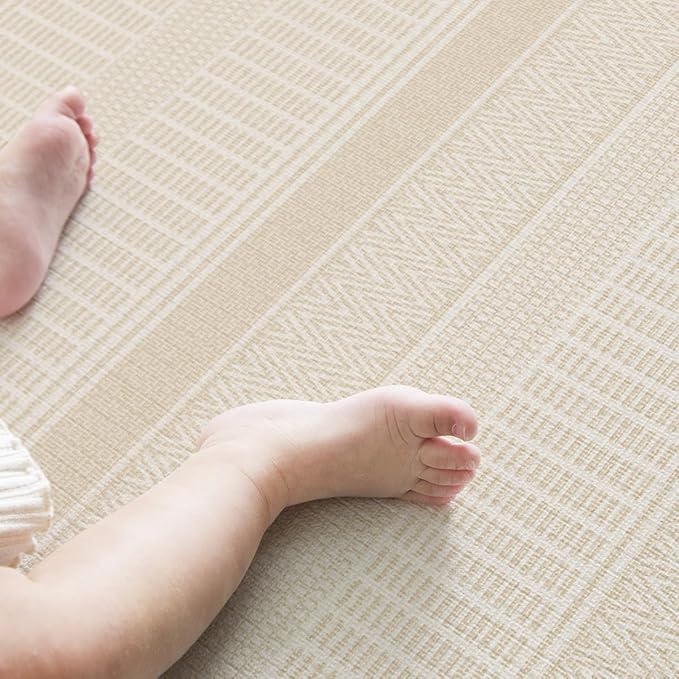 Ultra-Cushioned Premium Baby Play Mat - Coco Bear + Woven Sisal - Made in Korea - Tummy Time Mat with Superior Shock Absorption, Non-Toxic Baby Floor Mats, Water Resistant, Reversible - 75"x51"