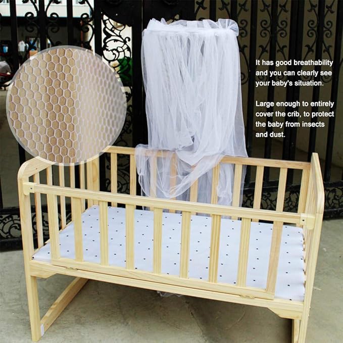 Breathable Protective Net for Baby Crib, Premium Soft Mesh Yarn, Canopy Netting Cover for Infant Bedroom, White, 1.6x4.2m, Single Door Opening
