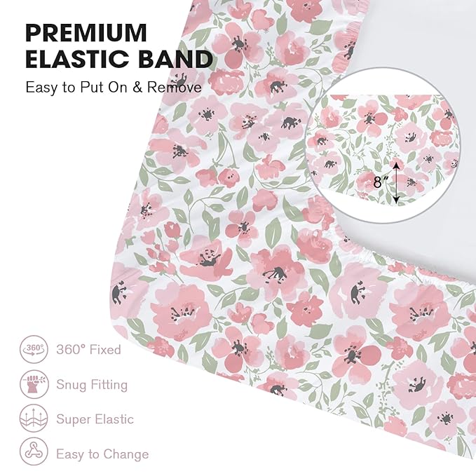 Little Grape Land Crib Sheets for Boys and Girls 2pk Baby Crib Fitted Sheet for Standard Size Crib and Toddler Mattress Super Soft Baby Sheet, Daliah