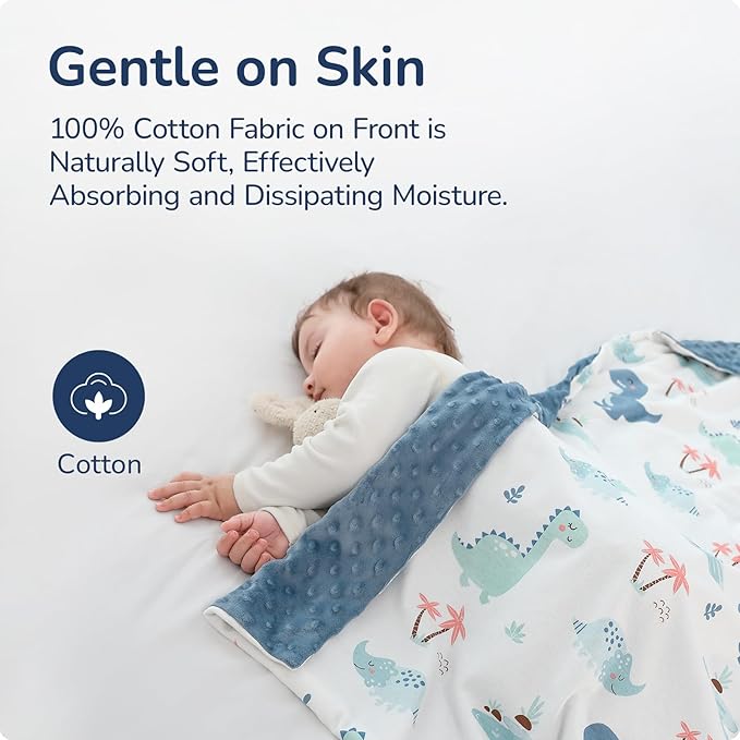 Baby Blankets for Unisex Boys Girls, Reversible Super Soft Blankets for Toddlers with Cotton Front and Dotted Fleece Backing, Lightweight Warm Crib Blanket for All Seasons 30"x40"(Dinosaur)