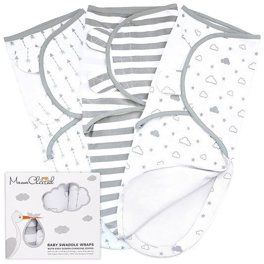 Mama Cheetah Baby Swaddle Blanket with Zipper, Newborn Swaddle Sack, Baby Swaddles Sleep Sack 3-6 Months, Baby Swaddle Wrap for Baby Boy & Baby Girl, 3-Pack