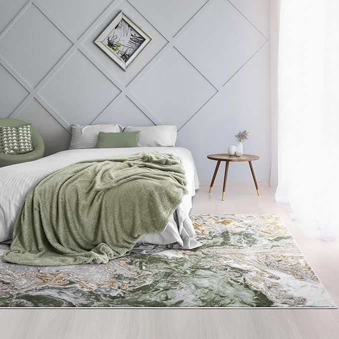 LUXE WEAVERS Marble Swirl Abstract Area Rug, Green 5x7