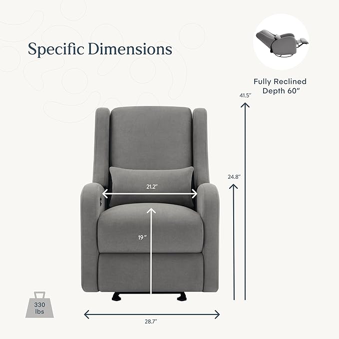 Nurture& The Wingback – Power Reclining Glider for Nursery – Ergonomic Chair with Stain-Resistant Fabric & Built-in Charging Port – Modern Baby Room Essential