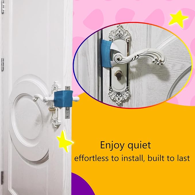 Door Silencer, Quiet Door Closer Cushion, Padded Door Latch Cover for Nursery, Baby, Light Sleepers Noise Reduced Prevent from Locking for Toddler Safety - 4.1 x 3.1 inch, Peacock Blue, Pack-3