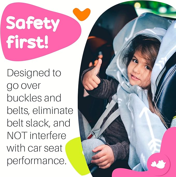 Birdy Boutique Car Seat Poncho for Kids – Safe to Use Over Seat Belts – Reversible Warm and Cozy Blanket – Easy on Easy Off and Doesn’t Impact Car Seat Performance – Gray Arrows – One Size