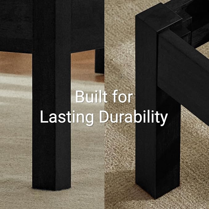 LIFEMENT Classic Wood Platform Bed Frame with Headboard, Essential, Noise Free, Under Bed Storage, No Box Spring Needed, Easy Assembly (Black, Twin)