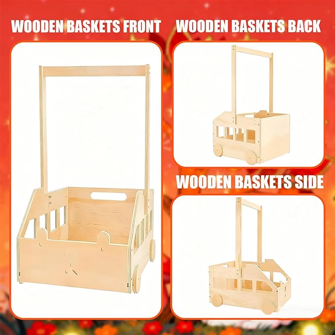 Baby Shower Crate,Baby Shower Basket with Hanger Rack, Garland & Rolling Wheels, Gift for New Parents