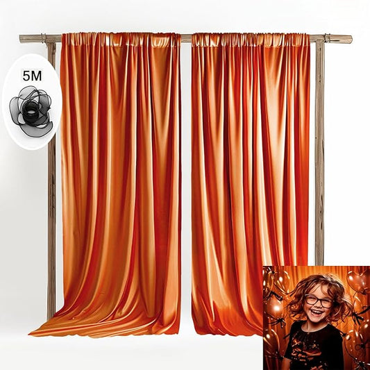 10x10ft Orange Photo Curtains Backdrop Weddings Curtains Orange Wedding Backdrop for Wedding Graduation Birthday Party Photography YUNBSDJ085