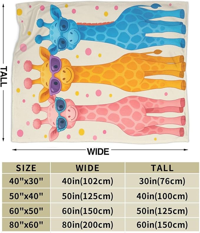 Giraffe Blanket Cute Cartoon Giraffe Throw Blanket Soft Cozy Fleece Fuzzy Plush Warm Stuff Animal Bedding Nursery Toddler Baby Blankets Gifts for Boys Girls Kids Adult Men Women 40"X50"