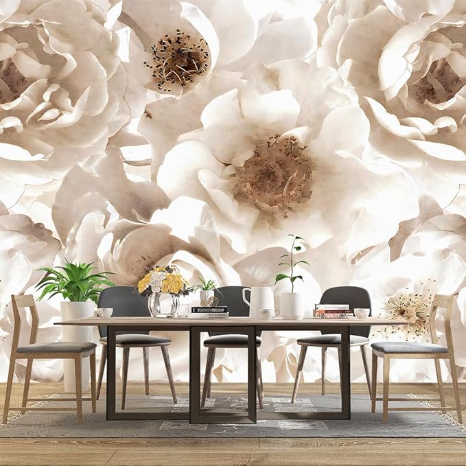 Floral wallpeper for Girls Bedroom Modern Flower Living Room Wall Mural - 137"x96"（Not Peel and Stick）