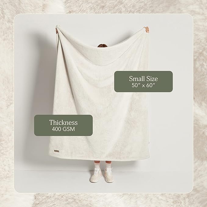 UnHide Lil’ Marsh - Faux Fur Blanket - Durable, Lightweight, Extra Soft Blanket - Machine Washable - Add a Layer of Softness to Any Bed, Couch, or Reading Chair - Snow White, Small (50” x 60”)