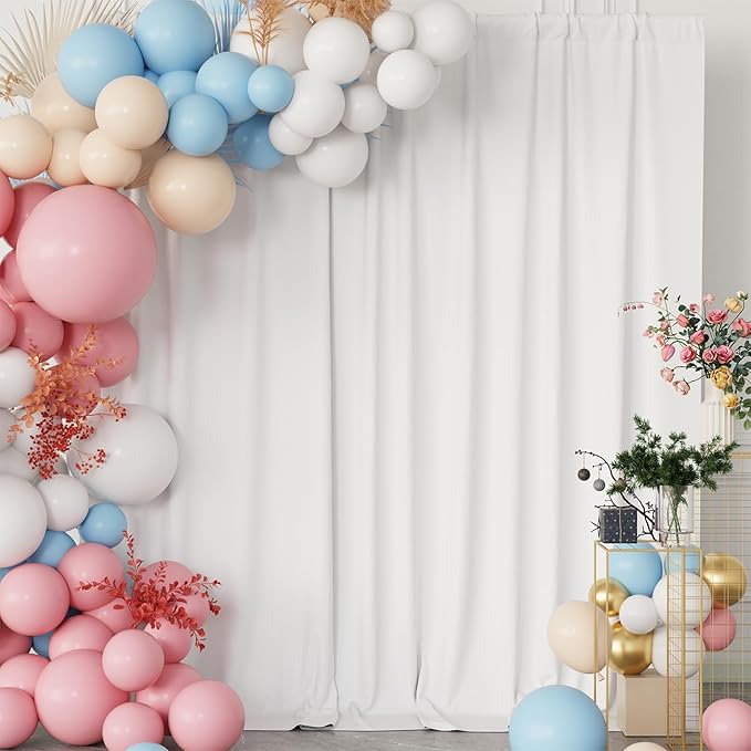 White Curtains Backdrop for Parties, Wrinkle Free White Photo Backdrop Curtains Drapes for Party Birthday Wedding Decoration Photography,5ft x 7ft, 2 Panels