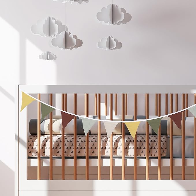 Pennant Banner Flags,Infant and toddler room decoration pennant,for Nursery Decor Baby Birthday Boho Wedding Shower Party Event (Yellow and red banner)