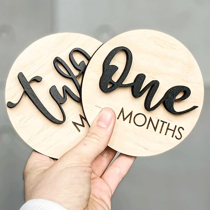 Baby Monthly Milestone, Wooden Baby Milestone Signs, Monthly Milestone Wood Discs, Baby Milestone Discs (S001)
