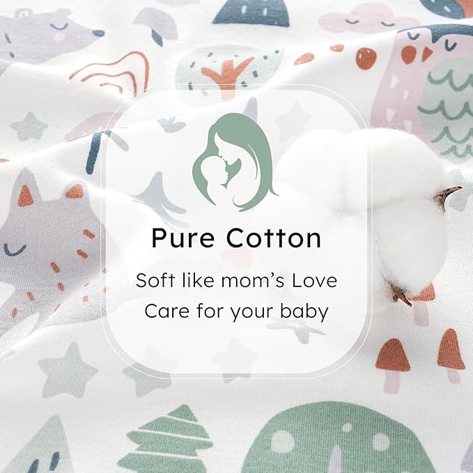 Baby Sleep Sack 6-12 months, 100% Cotton Sleeping Sack for Newborn and Infant, 3 Pack Baby Wearable Blanket for Boy and Girl, 0.5 Tog Lightweight Double Zipper Sleep Bag Green Apricot Bear