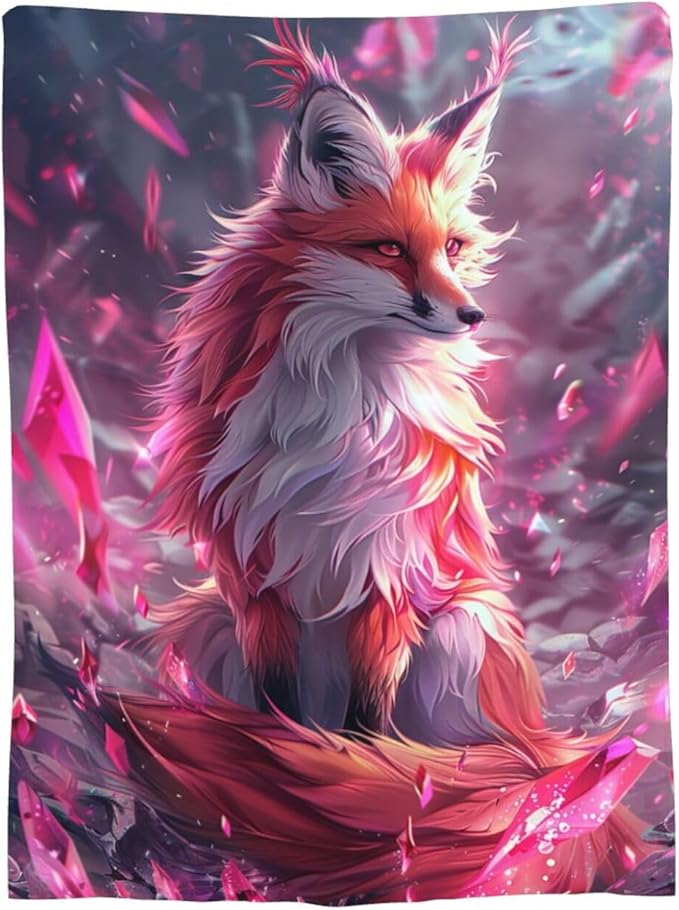 Fox Blanket Foxes Throw Blanket Animals Flannel Stuff Merch Cozy Decor Fleece Plush Fuzzy Warm Soft Lightweight Bedding Gifts for Fox Lover Women Men Girl Boy Couch 80"X60"