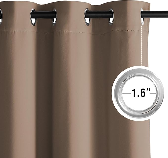 NICETOWN Blackout Thermal Grommet Drapes, Energy Saving Window Treatments for Living Room, Patio, Laundry, Closet, Boys Room - Heavy Duty, 2 Panels, W52 x L84, Cappuccino