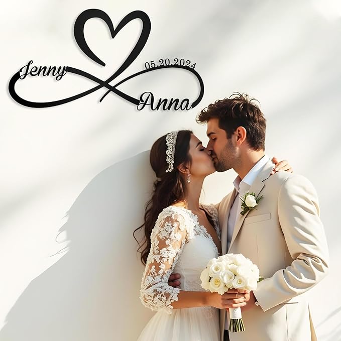 Personalized Metal Signs Wedding Gifts | Custom Metal Sign Art Wall Decor with Name and Date | for Couple Parents | Housewarming Couples Gift | Home Decor Sign