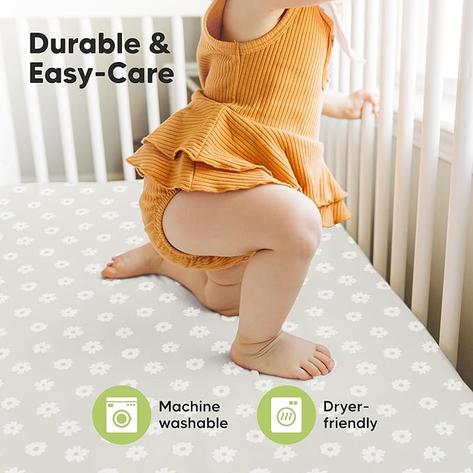 KeaBabies 2-Pack Baby Crib Sheets for Boys, Girls - 52x28 Viscose Derived from Bamboo Toddler Bed Sheets Neutral, Fitted Crib Mattress Cover for Standard Baby Bedding, Soft & Cozy (Cosmo)