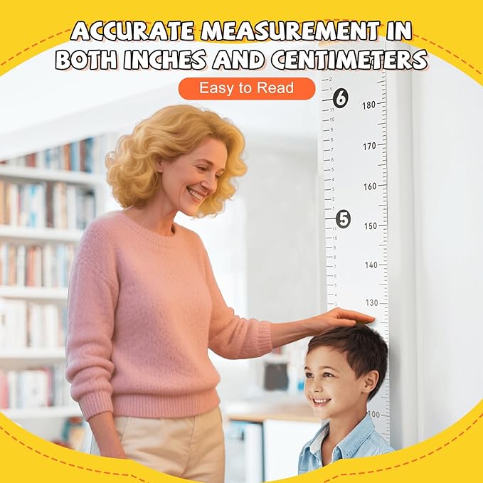 Growth Chart for Wall, Height Chart for Kids, Upgraded Full Length 78.34x8.26 Inches Removable Canvas Measurement Ruler Toddler Tracker Marker for Baby Child Nursery Bedroom Playroom Wall Decor
