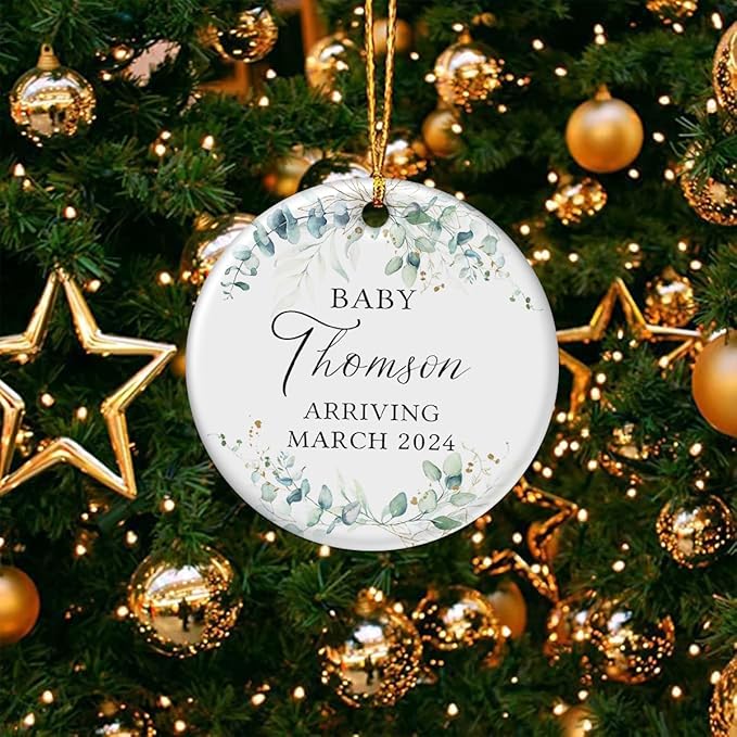 wowcugi Personalized Bumps First Christmas Ornaments Bump Sonogram Ultrasound Picture Pregnancy Announcement Ornament Double Sided Ceramic Gift for Expecting Parents Grandparents