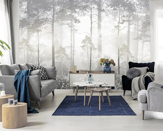 Gray Forest Wallpaper Abstract Trees Wall Mural for Living Room Bedroom（Not Peel and Stick）