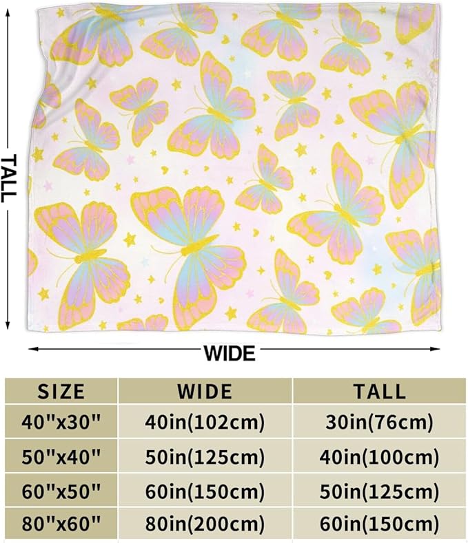 Butterfly Blanket for Women Butterflies Throw Blanket Soft Cozy Fleece Fuzzy Stuffed Plush Flannel Animal Gifts for Girls Kids Adults 60"X80"