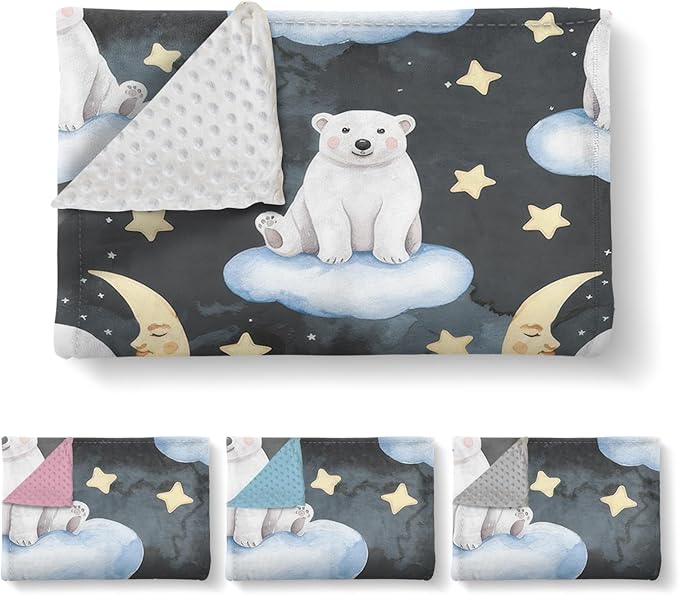 Custom Baby Blanket with Name, Double Layer Soft Dot Back Personalized Baby Blanket for Boys Girls, Polar Bear Blanket for Newborn Toddler, Customized Swaddle for Kids Birthday Gifts(60" x80)