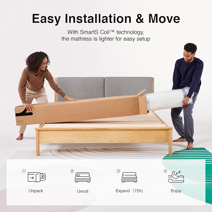 Novilla Twin XL Mattress, 6 Inch TXL Size Mattresses in a Box with Smarts™ Coil for Pressure Relief, Medium Plush Foam and Spring Hybrid Colchones with CertiPUR-US Certified for Kids