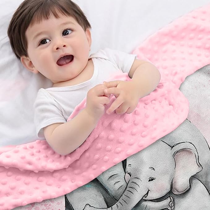 Personalized Baby Blankets for Girls, Custom Name Pink Elephant Baby Blanket, Soft Receiving Blanket for Newborns and Toddlers, Ideal for Baby Showers and Nursery Decor