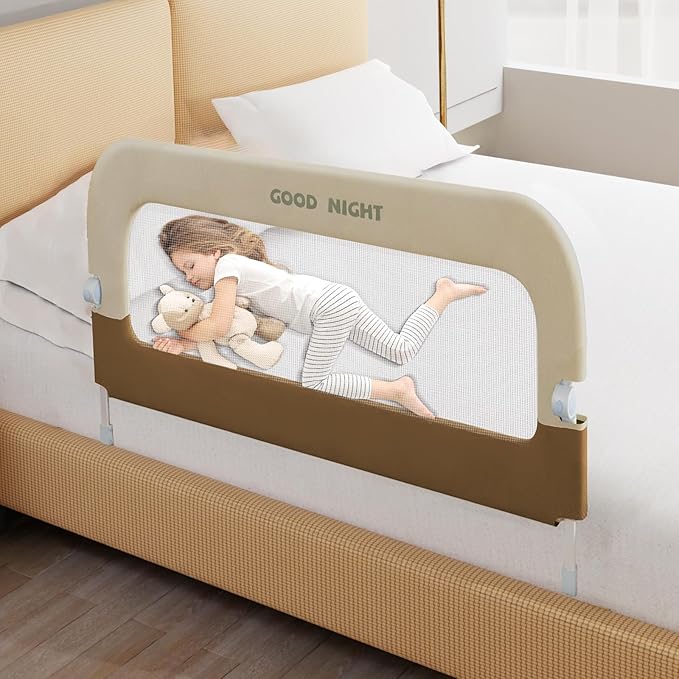 Bed Guard Rail for Toddlers - 32" Adjustable Heights & Folding up Portable Bed Railing for Baby - Toddler Bed Rails Guard for Crib, Twin, Bunk,Full Size, Queen & King Bed