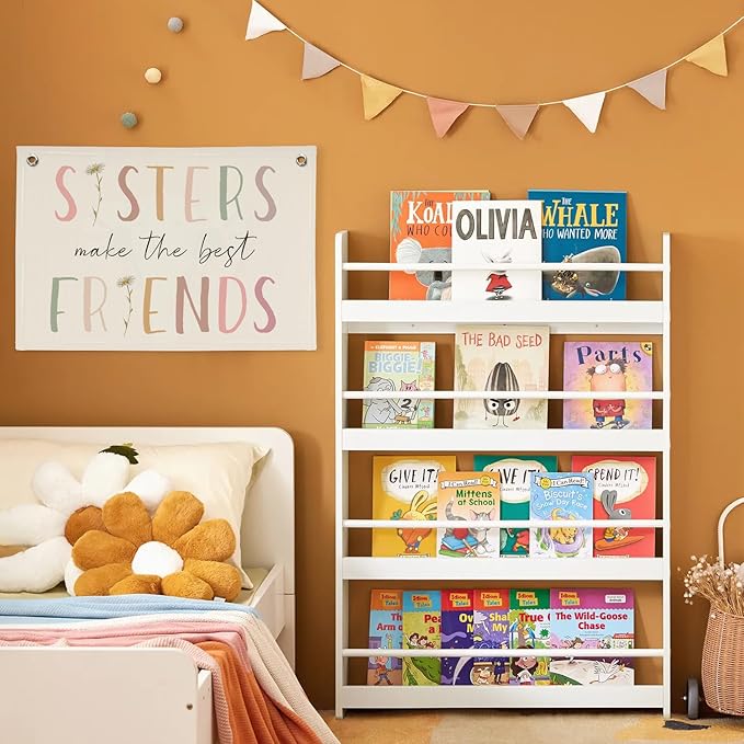 Girls Room Decor, Sisters Make The Best Friends Wildflower Wall Decor Banner Flag for Sisters Room Decoration，Boho Nursery Decor Baby Girls Toddler Kids Bedroom 30x20,girlroom