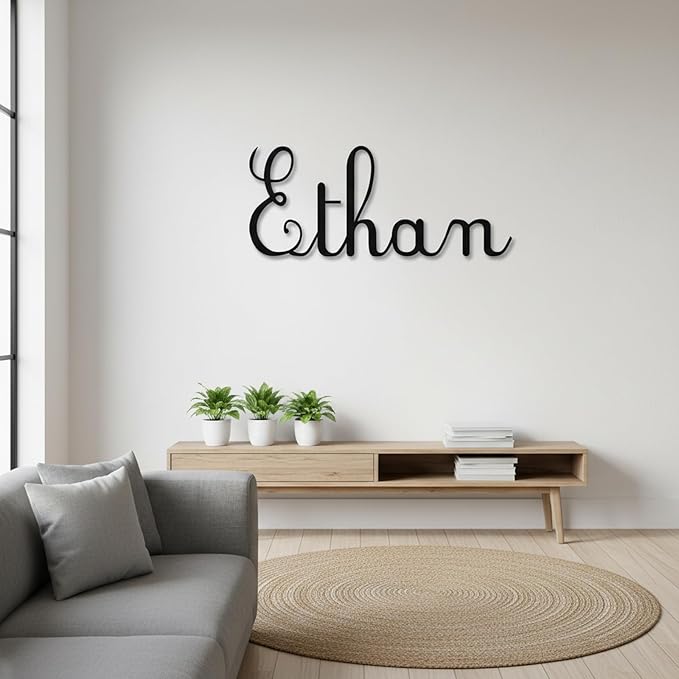 Custom Metal Words - Elegant Tall Script Name Sign - Custom Name Sign Baby - Refined Laser Cut Cursive Wall Art for Baby Name, Wedding & Luxury Home Decoration Gift