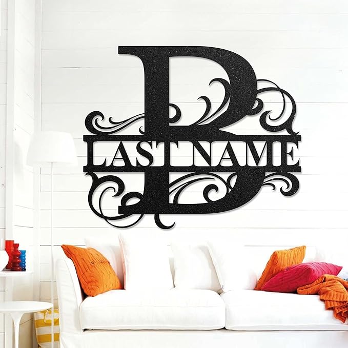 LULLBABYMALL Custom Metal Signs - Last Name Sign, Split Letter Monogram, Letter B, Family Name Wall Art, Outdoor Metal Signs, Personalized Wedding Gift