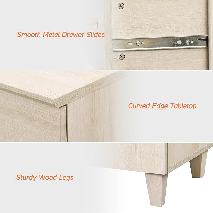 WAMPAT 6-Drawer Kids Dresser for Bedroom, 2-in-1 Modern Large Chest of Drawers with Gold Knobs, 71 Inch Wide Light Oak Wood Children Dresser for Baby Room, Nursery