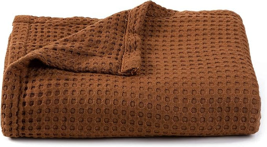 36” X 40” Inches Cooling Baby Waffle Weave Blanket, Ultra-Soft Lightweight Receiving Blanket for Newborn, Breathable Comfortable Baby Swaddle Blanket for Boys and Girls(Caramel)
