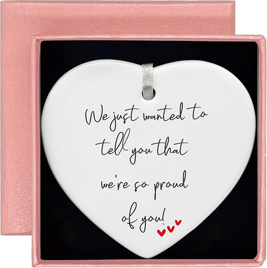 Heart Shaped Christmas Ornament-Inspirational Quotes Gift-Affirmation Reminder Positive Motivational Encouragement Gift-So Proud of You Birthday Graduation Present with Box