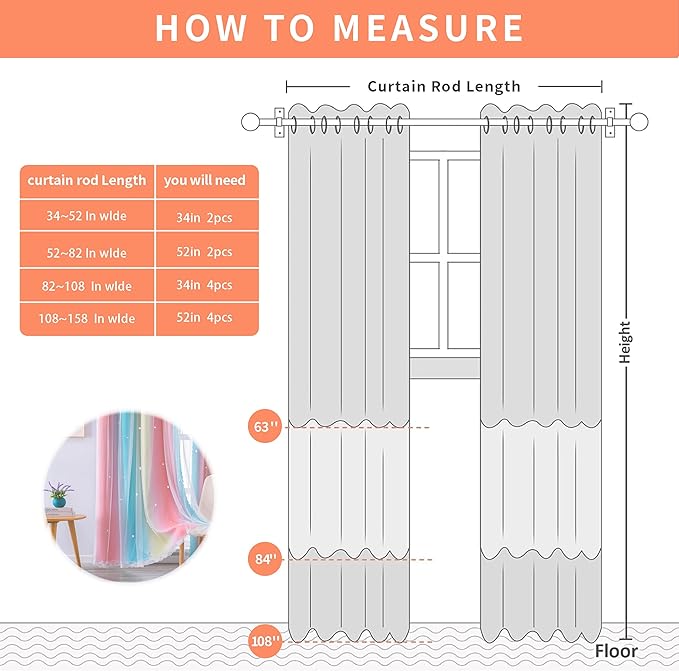 XiDi Curtains for Girls Bedroom Decro,Blackout for 84 Inches Long for Kids Room, Colorful Rainbow Style, Unicorn Wall Decor Ombre Curtains, Princess Room Pink/Blue