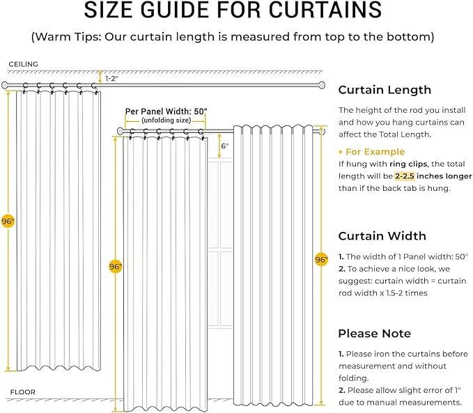 INOVADAY 100% Blackout Curtains for Bedroom, Black Out Curtains 96 Inch Long, Clip Rings Linen Blackout Drapes, Thermal Insulated Room Darkening for Living Room, 2 Panels - Oatmeal,W50xL96