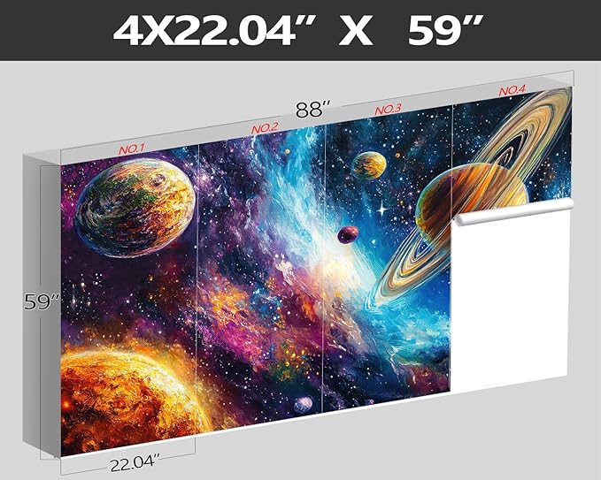XMPMBM-Starry Sky Abstraction Art Graffiti Wallpaper Colorful Planets Nursery Room Boys Bedroom Bathroom Wall Mural- W 88" X H 59"（36 Square Foot）