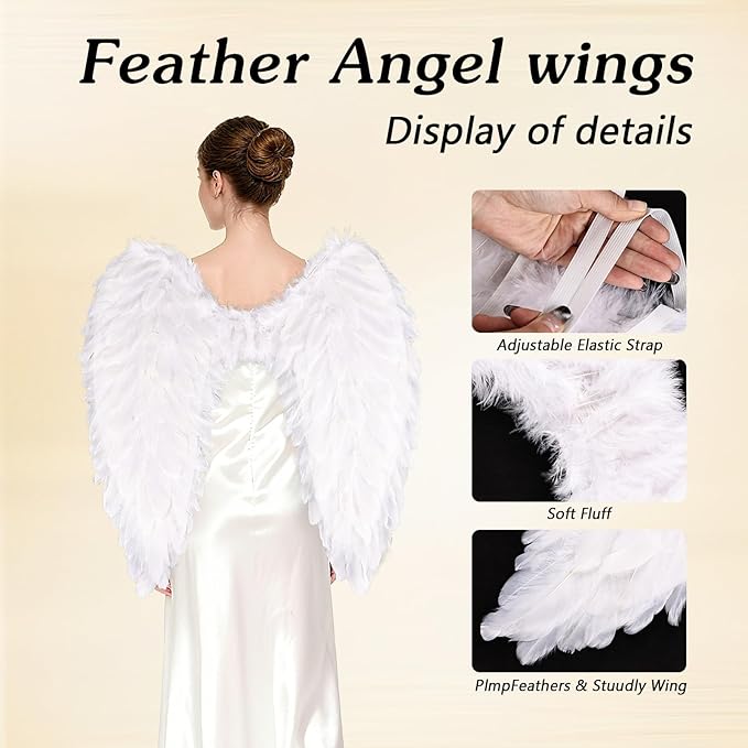 THARAHT Feather Angel Wings with Adjustable Elastic Strap Suitable for Photography Role Playin