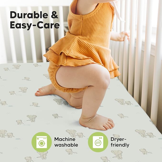 KeaBabies 2-Pack Baby Crib Sheets for Boys, Girls - 52x28 Viscose Derived from Bamboo Toddler Bed Sheets Neutral, Fitted Crib Mattress Cover for Standard Baby Bedding, Soft & Cozy (Elly)