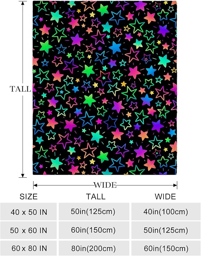 Ultra Soft Fleece Blanket- Lightweight & Warm Throw Blanket for Couch, Cozy Plush Sherpa Blanket for Adults Kids, Durable & Easy Care (Colorful Star, 50x60 in)