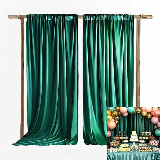 10x8ft Wedding Curtains Emerald Green Backdrop Curtain for Parties Wrinkle Free Curtain Panels Ceremony Party Home Drape Backdrop for Photography Props W5' x H8'2 Panels YUNBSDJ171