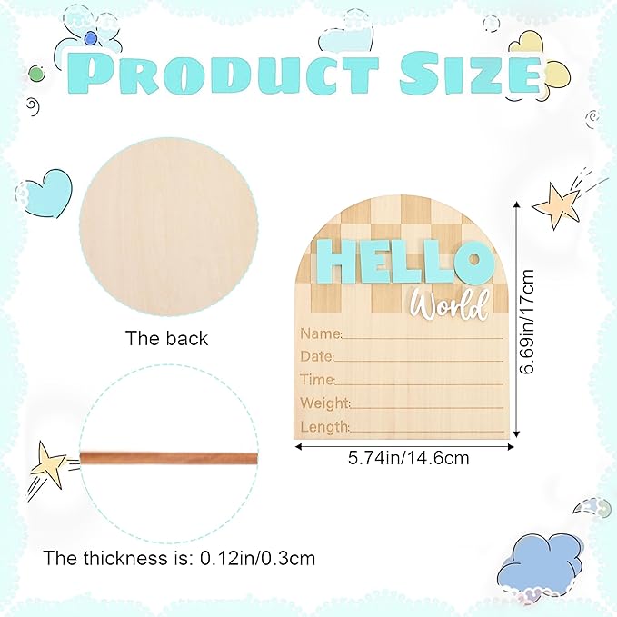 Racing Hello World Bulletin Board - Little Racer Birth Information Record,Fast Race Car Checkered Wooden Board, Newborn Milestone Announcement Sign,Hospital Nursery Racing Card Photo Props.
