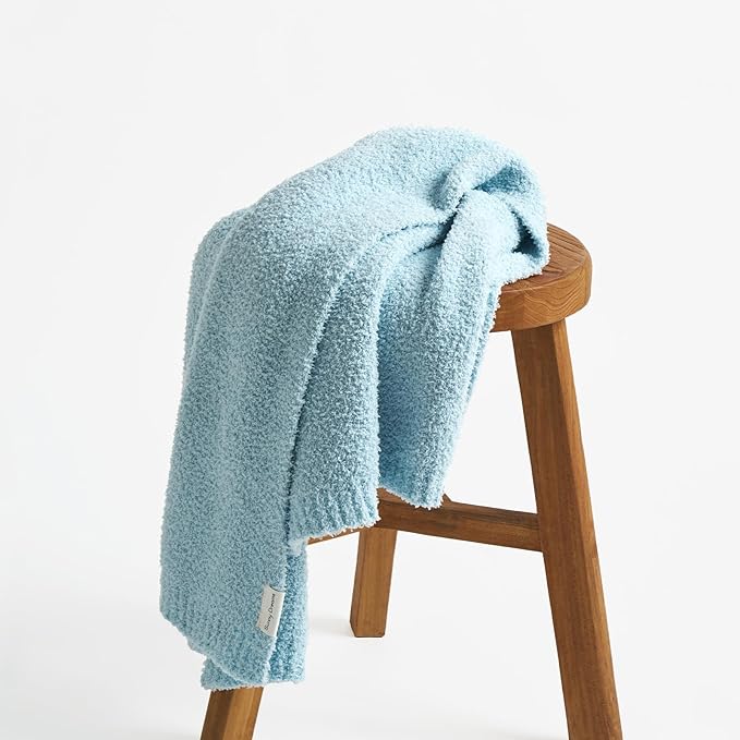 EVERGRACE Soft Plush Baby Blanket for Boys Girls, Double-Sided Fleece Fuzzy Toddler Nursery Blanket Lightweight Warm Cozy Throw Blanket for Baby Crib, Couch, Bed, Pearl Blue, 50"x60"
